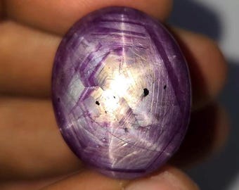 Natural 64.95 Ct Star Ruby Purplish Red Oval Untreated Cabochon Loose Gemstone