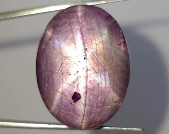 Natural 68.40 Ct Star Ruby Cabochon Loose Gemstone Untreated Pink Oval