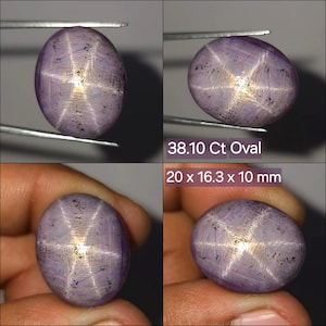 Naturlig stjärnrubin cabochon 38.10 ct rosa oval obehandlad lös ädelsten