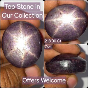 Natural Star Ruby Cabochon 213.00 Ct  Purplish Red Oval Untreated Loose Gemstone