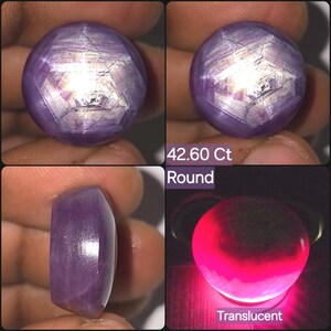 Natural  Star Ruby Cabochon Translucent 42.60 Ct Pink Round Untreated Loose Gemstone