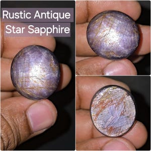 Natural  58.00 Ct Star Ruby Antique Purple Cabochon Loose Gemstone  Untreated Oval