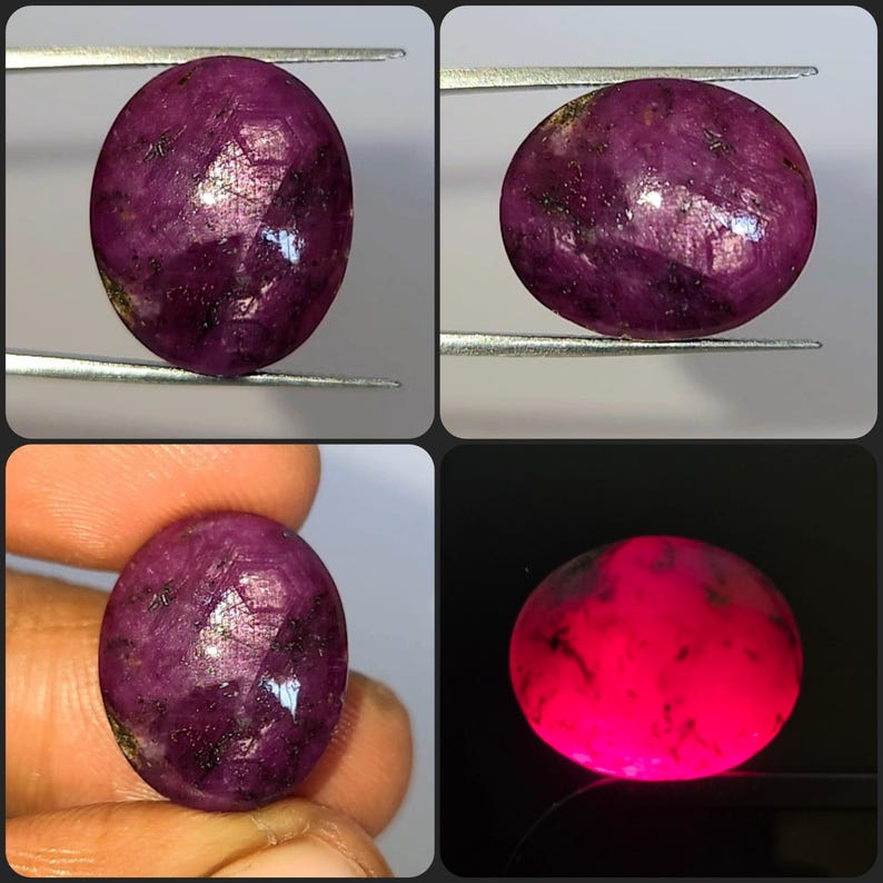 Natural 29.65 Ct Star Ruby Red Oval Untreated Cabochon Loose Gemstone ...