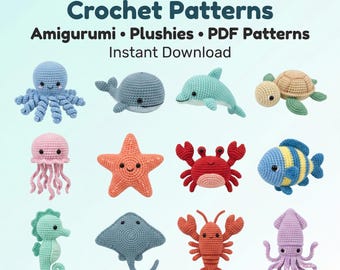 190+ Sea Creature Crochet Pattern Bundle: 190+ Ocean Animals Amigurumi PDF | HappyLoopCo