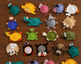 20 modelli in 1 per sottobicchieri all'uncinetto a forma di animali, set per porta tazze, portabicchieri a forma di animali (PDF + VIDEO TUTORIAL)