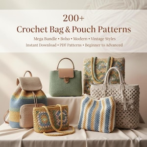 Megabundel 200+ gehaakte tas- en etuipatronen: boho, modern, vintage stijlen pdf direct downloaden