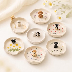 Bandeja para anillos personalizada 3D para mascotas: Bandeja de cerámica para joyas personalizada para perros o gatos con nombre