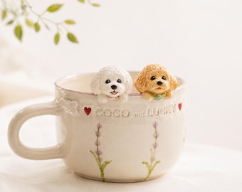 Custom Pet Mug – 3D Dog and Cat Peekaboo Ceramic Cup, Personalized Coffee Mug, Pet Memorial Gift
