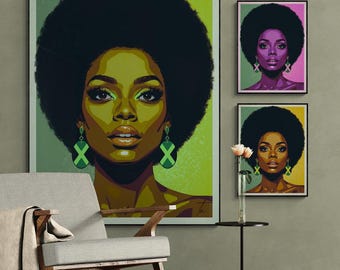 Afro Jamaican Woman Pop Art Trio | Digital Download | Wall Art | Hair Love