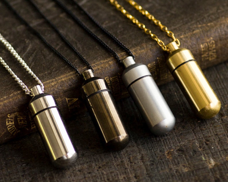 Download Secret Capsule Necklace Poison Pill Box Metal Bottle Vial ... Yellowimages Mockups