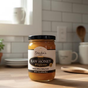 Raw Amish Honey Glass Jar – Local Lancaster PA, Unfiltered, Pure Wildflower Pennsylvania Honey