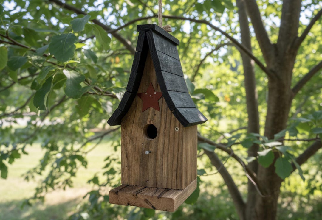 Rustic Wren Wren Birdhouse, Rustic Burnt Wood, Garden Decor, Amish Made - Etsy