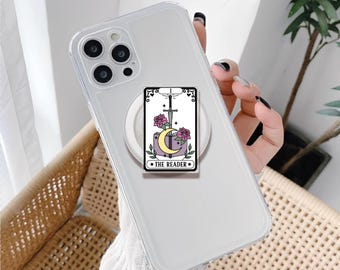 The Reader Acrylic Phone Grip, Tarot Card Magnetic Kindle Holder, Griptok for Book Lovers