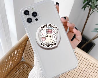Bookish Ghost Acrylic Phone Grip, One More Chapter Magnetic Holder, Kawaii Bookworm Griptok