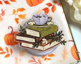 Coffee Books Acrylic Phone Grip, Bookish Vibe Magnetic Holder, Griptok for Book Lovers