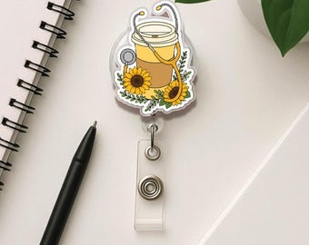 Flower Stethoscope Badge Reel, Kawaii Clip, Nurse Accessory, Medical ID Badge Holder