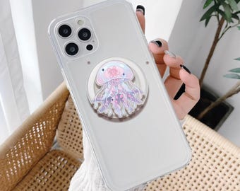 Dreamy Sea Creature Magsafe Phone Grip: Ocean Jellyfish Hand Holder, Kawaii Jellyfish  Accessory