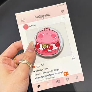 Sweet Macaron Acrylic Phone Grip, Kawaii Cherry Cake MagSafe Holder, Kawaii Bunny Bear Griptok