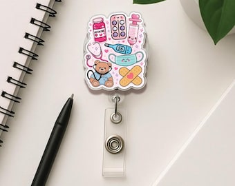 Nurse Life Badge Reel, Stethoscope ID Clip, Girlie Accessory, Medical ID Holder
