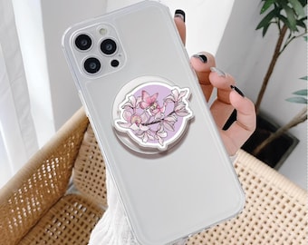 Girlie Flowers MagSafe Phone Grip: Butterfly Flower Acrylic Phone Holder, Gift for Girls