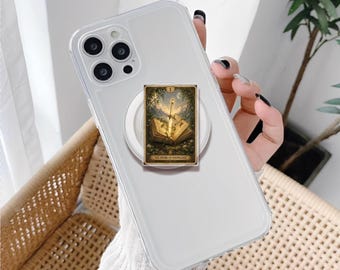 Bookish Tarot Card Phone Grip, Fantasy Books Magnetic Kindle Holder, Griptok for Book Lovers