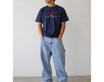 Jeans vintage Tommy Hilfiger, modello Carpenter Pants, taglia 29x32, modello ampio unisex, lavaggio chiaro, anno 2000.