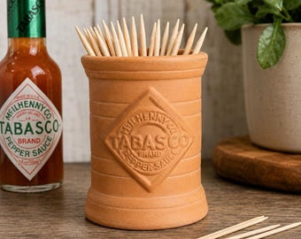 ヴィンテージ タバスコ セラミック製つまようじホルダー テラコッタ製ミニボトルスタンド 3インチ