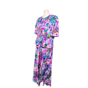 Adrianna Papell 100% Silk 2 Pc Skirt Suit Floral Vintage Women 14 Easter Church image 8