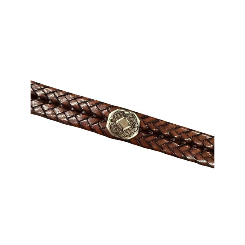 Brighton Brown Braided Leather Belt Silver Engraved Buckle Southwestern Size 32 image 10
