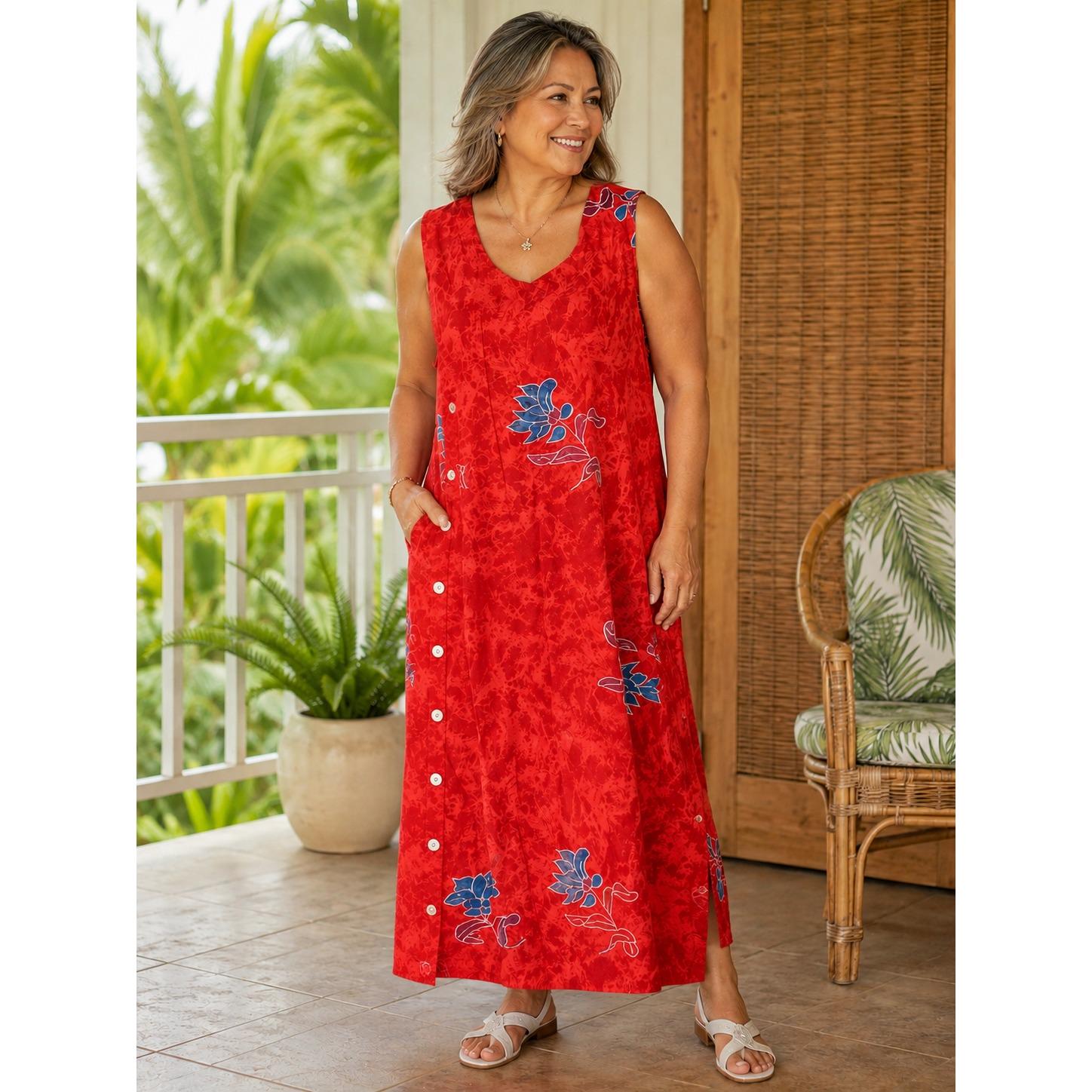strapless open back dress Hawaii Off Shoulder Long Dress Hawaiian Tribal Honu Red Version LT14 main image 0