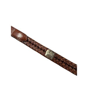Brighton Brown Braided Leather Belt Silver Engraved Buckle Southwestern Size 32 image 6