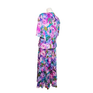 Adrianna Papell 100% Silk 2 Pc Skirt Suit Floral Vintage Women 14 Easter Church image 9