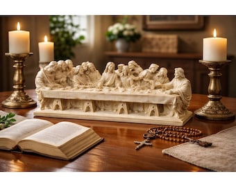 Last Supper Statue 12" Resin Jesus Apostles Tabletop Religious Christian Decor