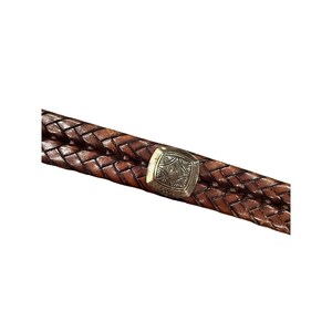 Brighton Brown Braided Leather Belt Silver Engraved Buckle Southwestern Size 32 image 9