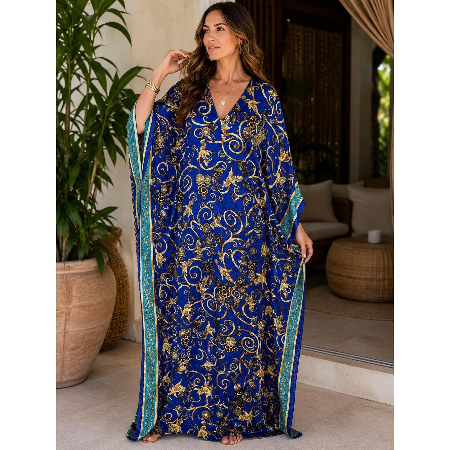 blue and gold pakistani dress Royal Blue Pakistani Wedding Dress in Gown Pishwas Style LARGE