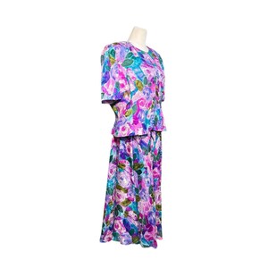 Adrianna Papell 100% Silk 2 Pc Skirt Suit Floral Vintage Women 14 Easter Church image 12