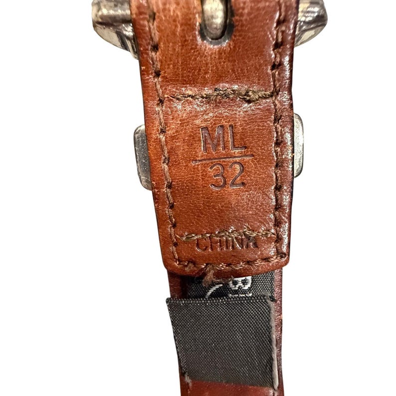 Brighton Brown Braided Leather Belt Silver Engraved Buckle Southwestern Size 32 image 13