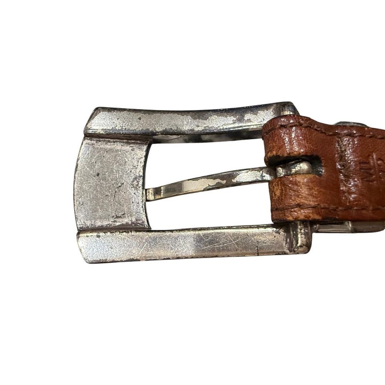 Brighton Brown Braided Leather Belt Silver Engraved Buckle Southwestern Size 32 image 14