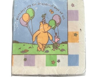 Tovaglioli di compleanno vintage Hallmark Classic Winnie the Pooh, confezione da 16 pezzi, Party Express USA