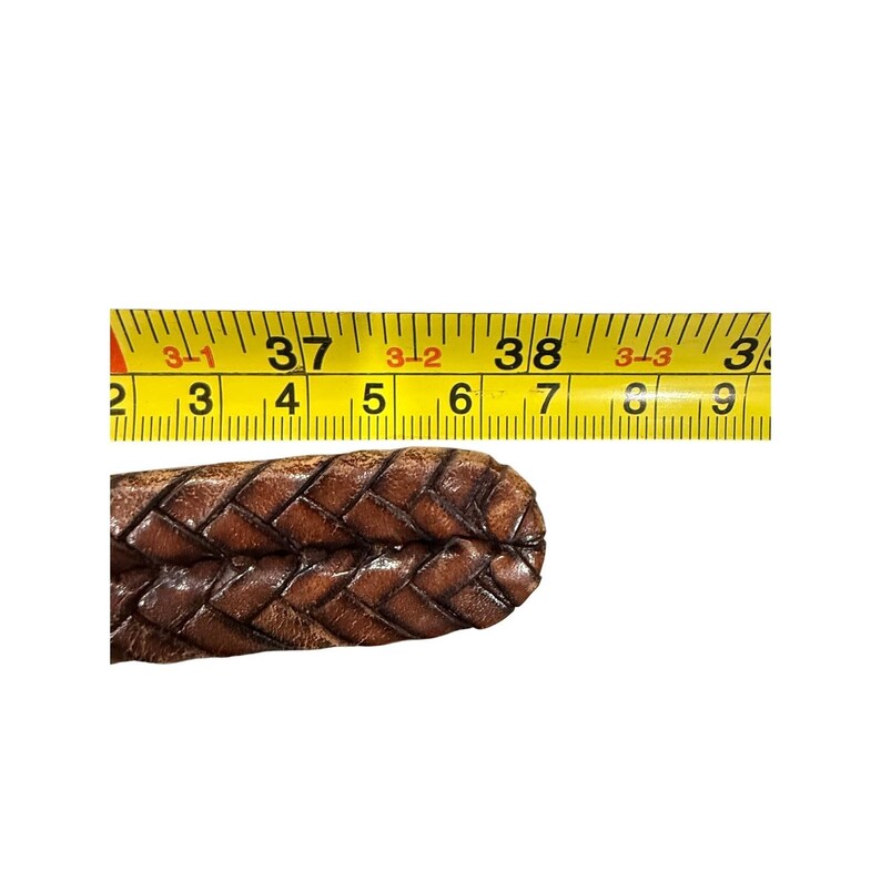 Brighton Brown Braided Leather Belt Silver Engraved Buckle Southwestern Size 32 image 12