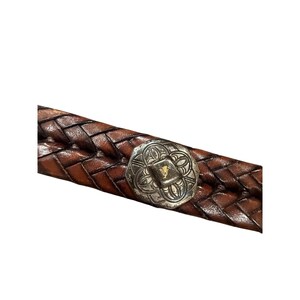 Brighton Brown Braided Leather Belt Silver Engraved Buckle Southwestern Size 32 image 8