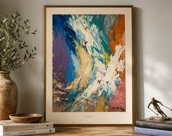 Leroy Neiman Squaw Valley Ski Print Abstract Olympic Snow Poster Vintage Art