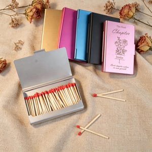 Personalised Metal Matchbox, Full Metal Case, Custom Name & Short Message, The Next Chapter, Birthday Flower, Graduation, Anniversary, Gift