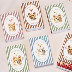 Personalised Pet Illustration Matchbox Set, Custom Birthday Wedding Favors, Party Keepsakes, Fully Custom Gift, 10 20 50 100 Boxes