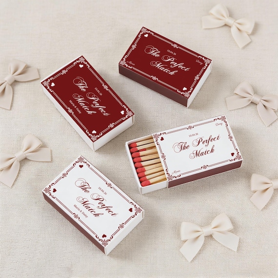 Personalised matchbox set, Custom wedding birthday favors, Party keepsakes, Fully personalised gift, 10 20 50 100 boxes, Elegant celebration