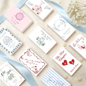 Personalised matchbox set, Custom wedding birthday favors, Party keepsakes, Fully personalised gift, 10 20 50 100 boxes, Elegant celebration