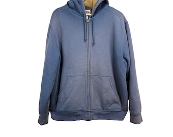 Sudadera con capucha y cremallera completa L.L. Bean Katahdin Iron Works, forrada de felpa, estilo vintage desteñido Y2K, talla L