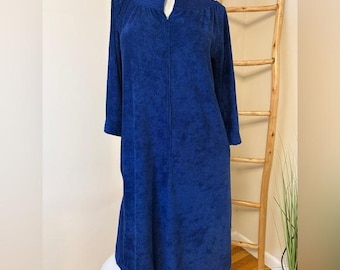 Camisón azul Tiffany Loungewear MuuMuu, bata Roper, tela de rizo pequeña, vintage