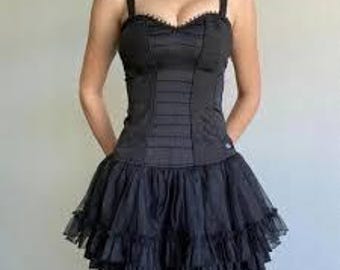 Vestido corsé negro Tripp NYC con volantes, estilo Whimsigoth Punk Y2K, atrevido, RARO, talla XL