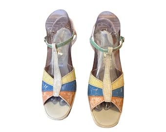 Hush Puppies Vintage Pastel Colorblock Sandals 8.5M Deadstock